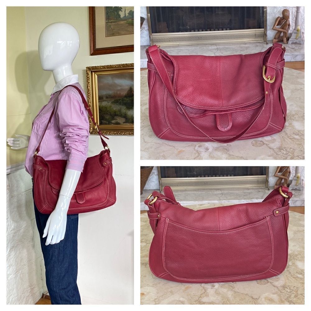 MAXXIMUM Genuine Pebble Leather Large Hobo Style Shoulder Bag